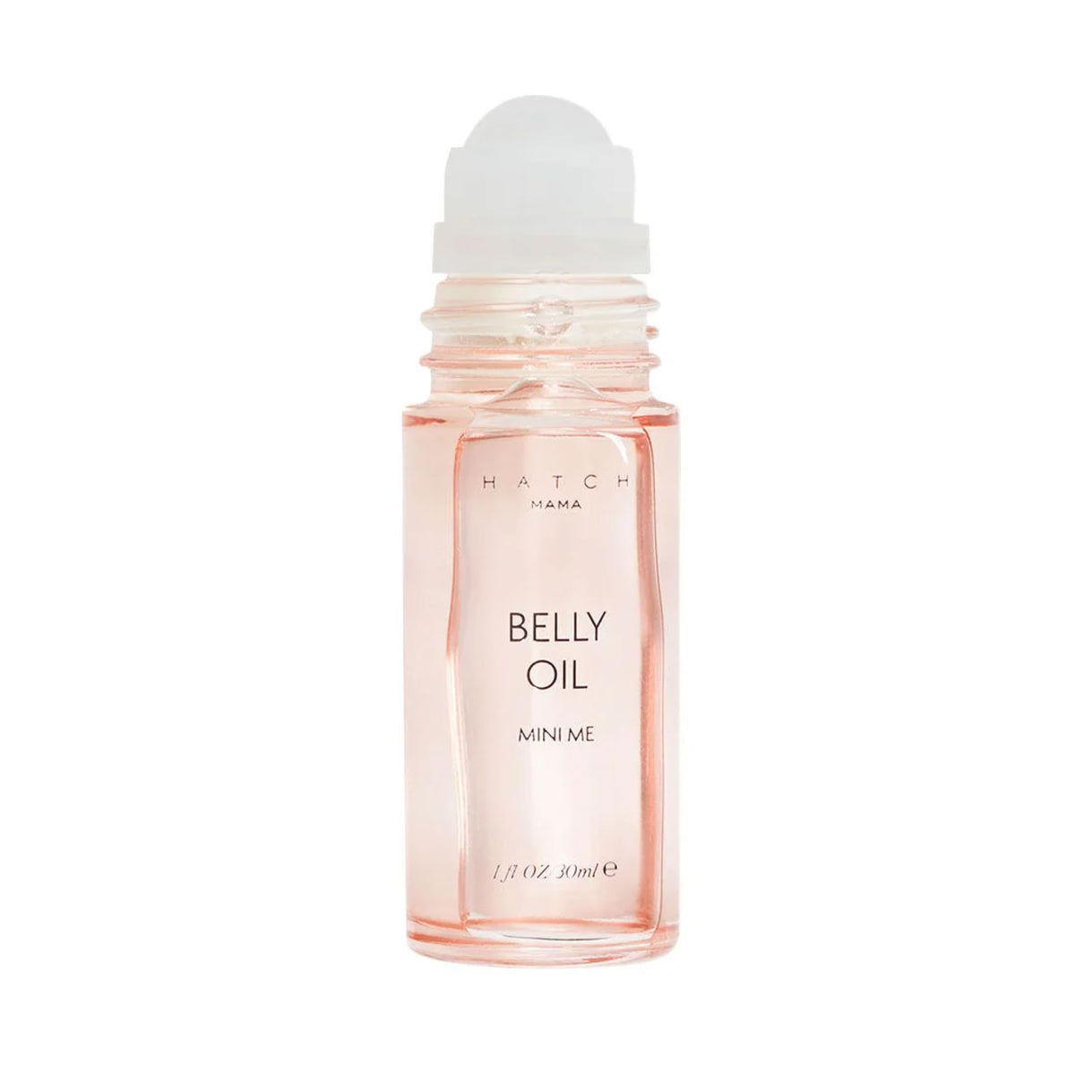 HATCH Belly Oil – flacon sur étagère, hydratation douce pour ventre enceinte.