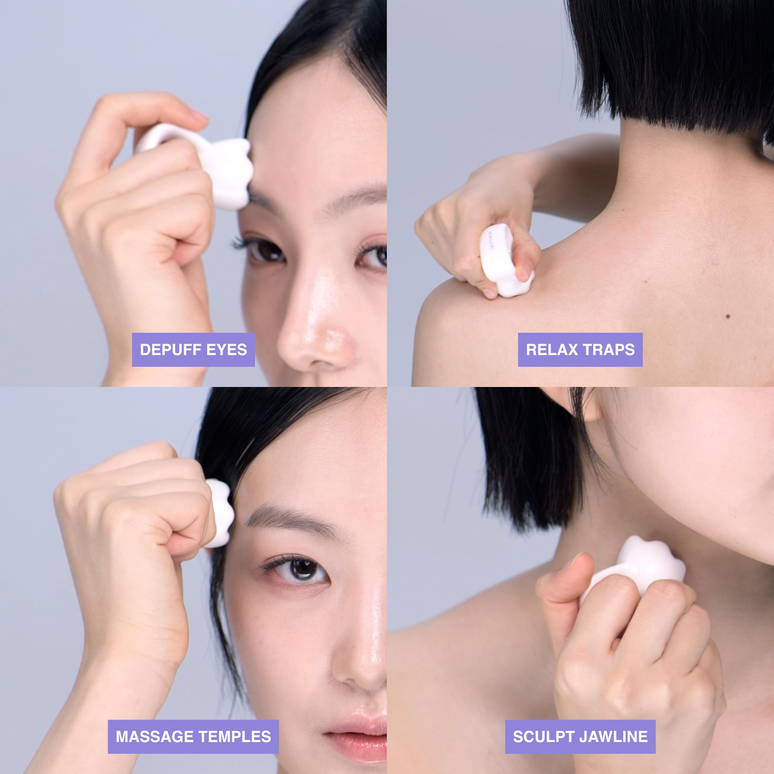 Utilisation avec sérum: HAUA anneau Gua Sha offre un glissage fluide.