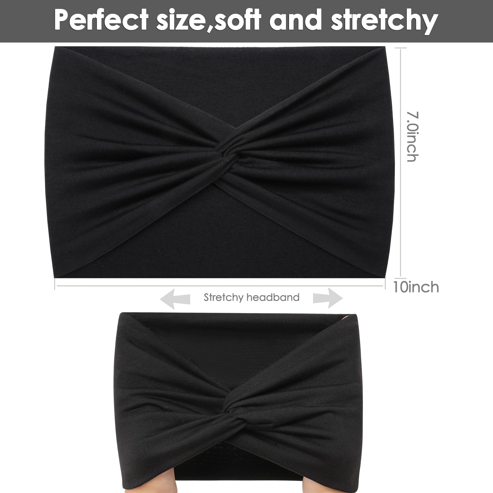 HAUHC bandeau-tête large 7 pouces paquet 6 pièces, couleurs variées et maintien.