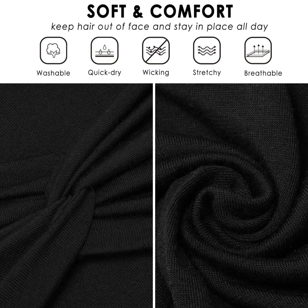 HAUHC bandeau-tête texture coton noir, idéal pour sport et soin visage.