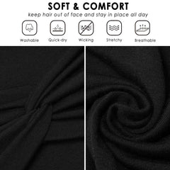 HAUHC bandeau-tête texture coton noir, idéal pour sport et soin visage.