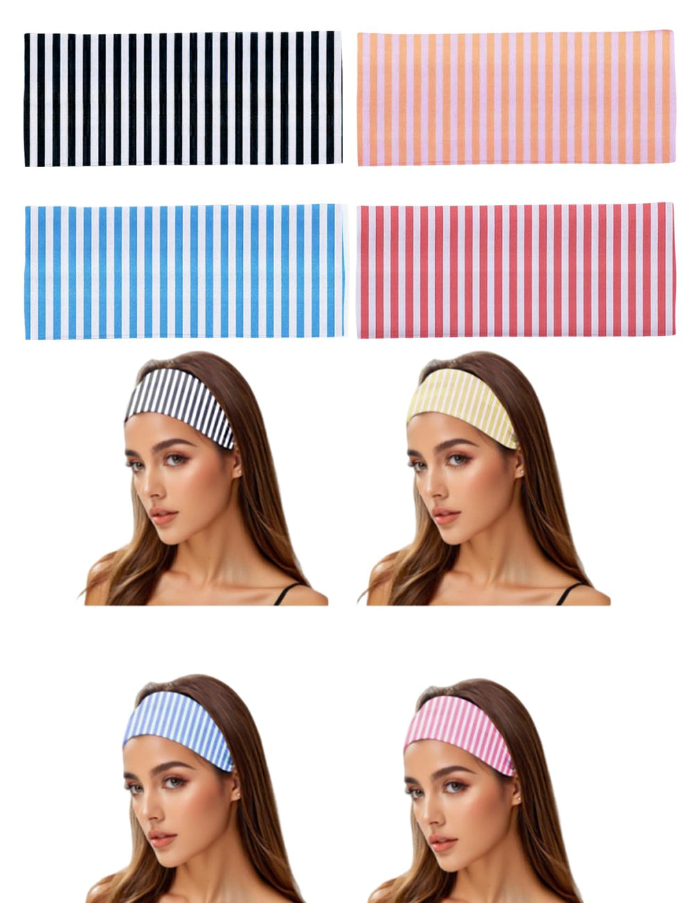Bandeaux rayés épais Haujemea, ensemble de 4 couleurs pour assortir votre tenue.