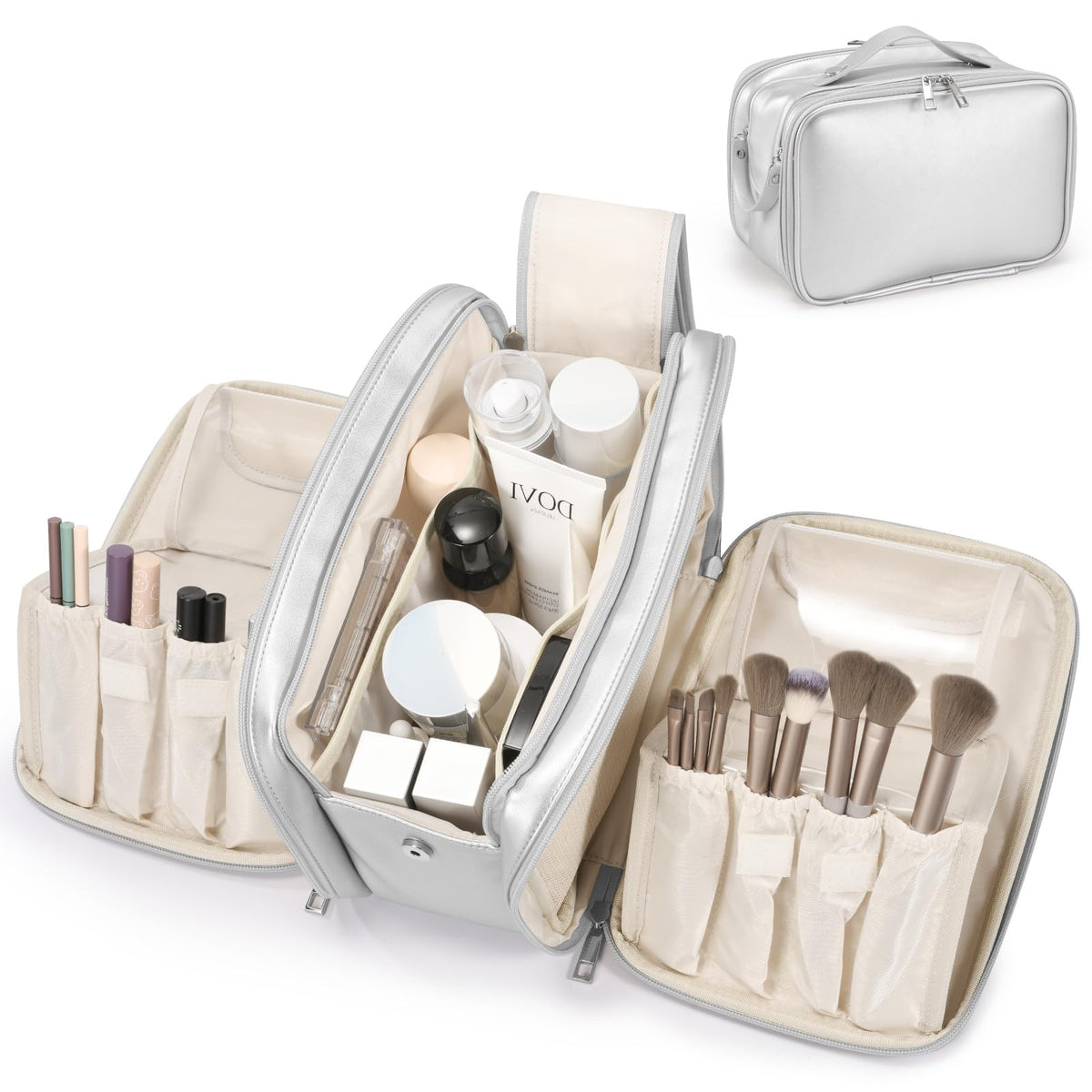 HauteHues Sac Maquillage Voyage ouverture large pour accès rapide
