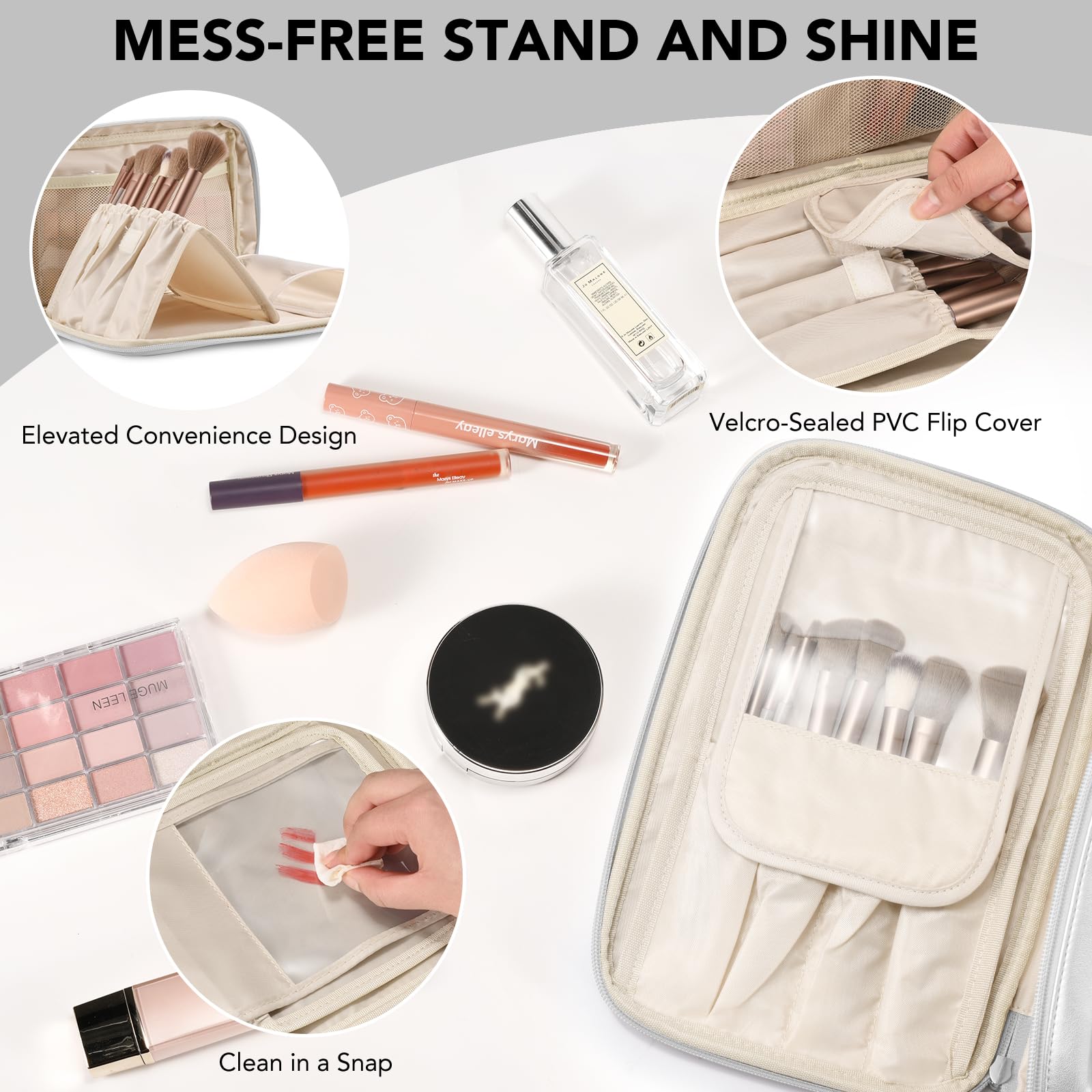 HauteHues Sac Maquillage Voyage support pinceaux vertical pratique