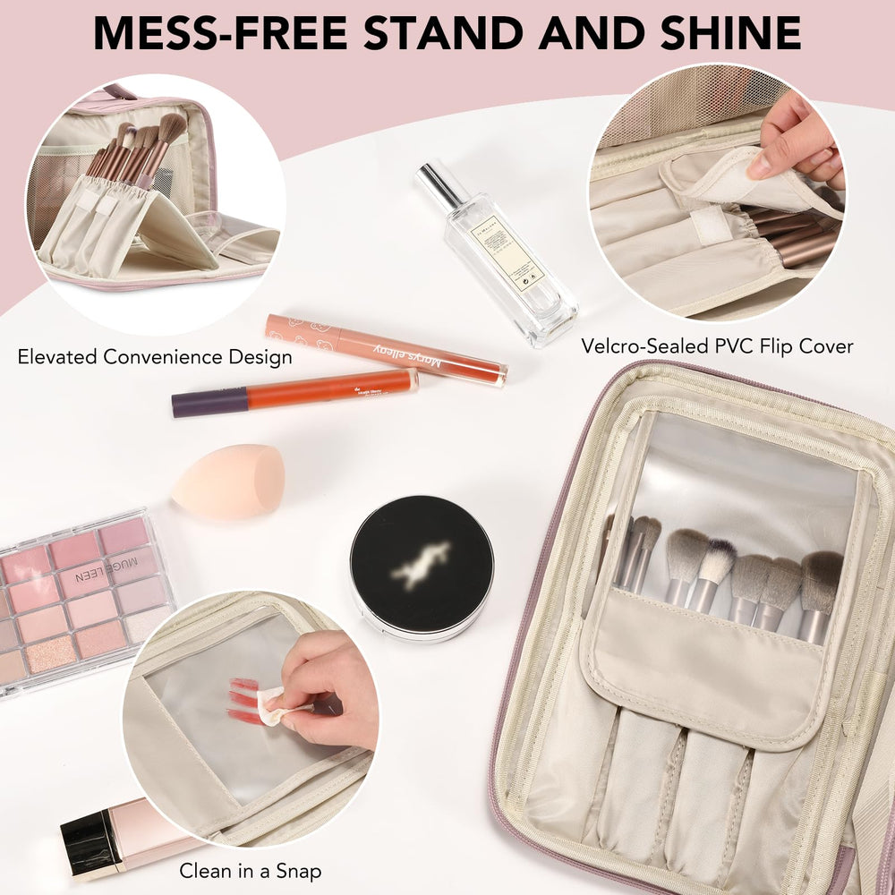 HauteHues Trousse maquillage: 3 compartiments bien organisés en voyage.