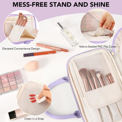 HauteHues sac maquillage voyage, compartiments et poches pour l'organisation.