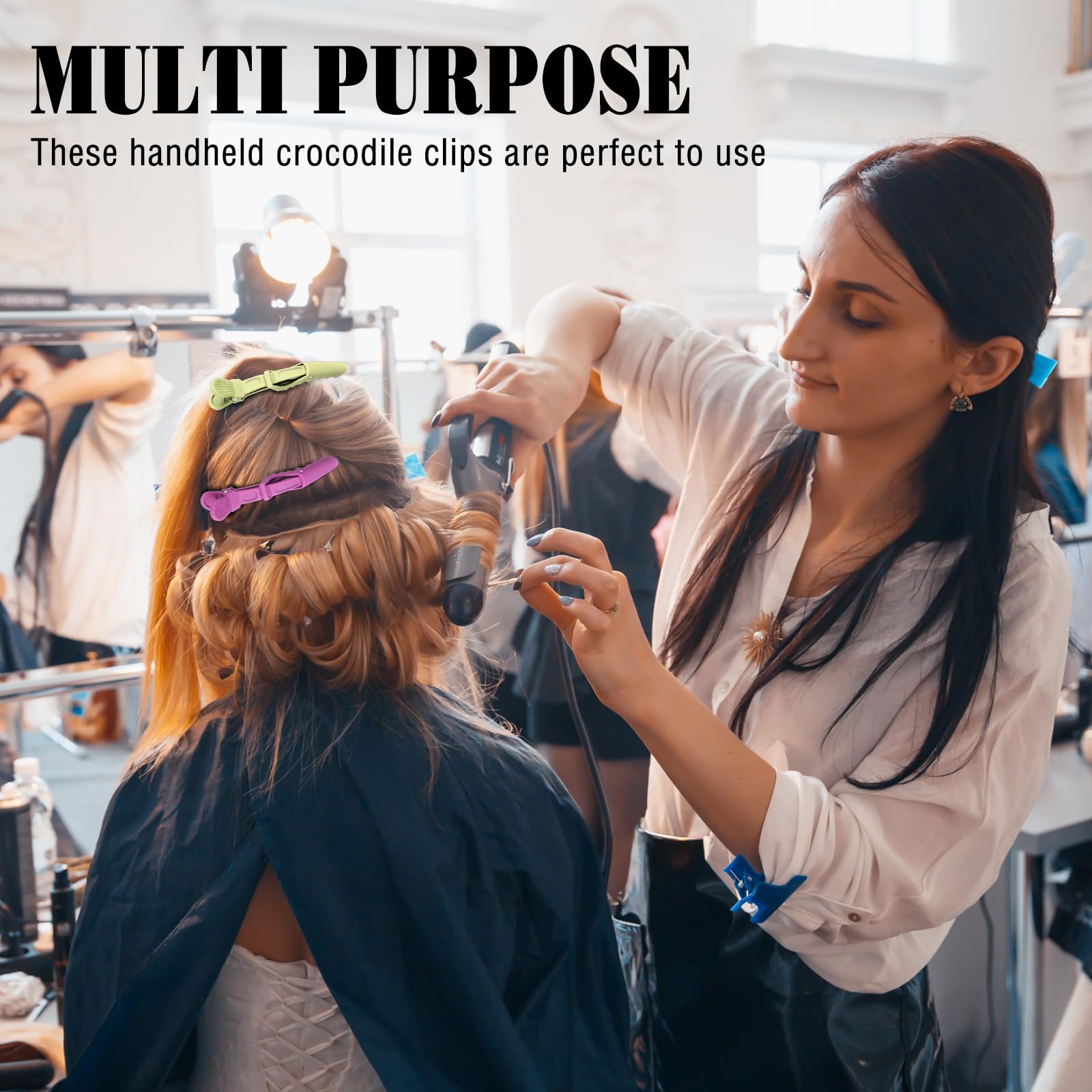 Pinces pour cheveux longs Havawish néon, idéales pour séparer et fixer les mèches.