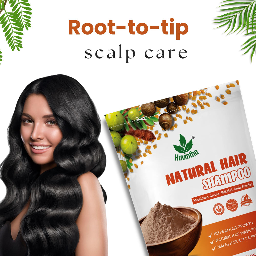 Nutrition capillaire naturelle Havintha pour cheveux normaux, secs et gras.