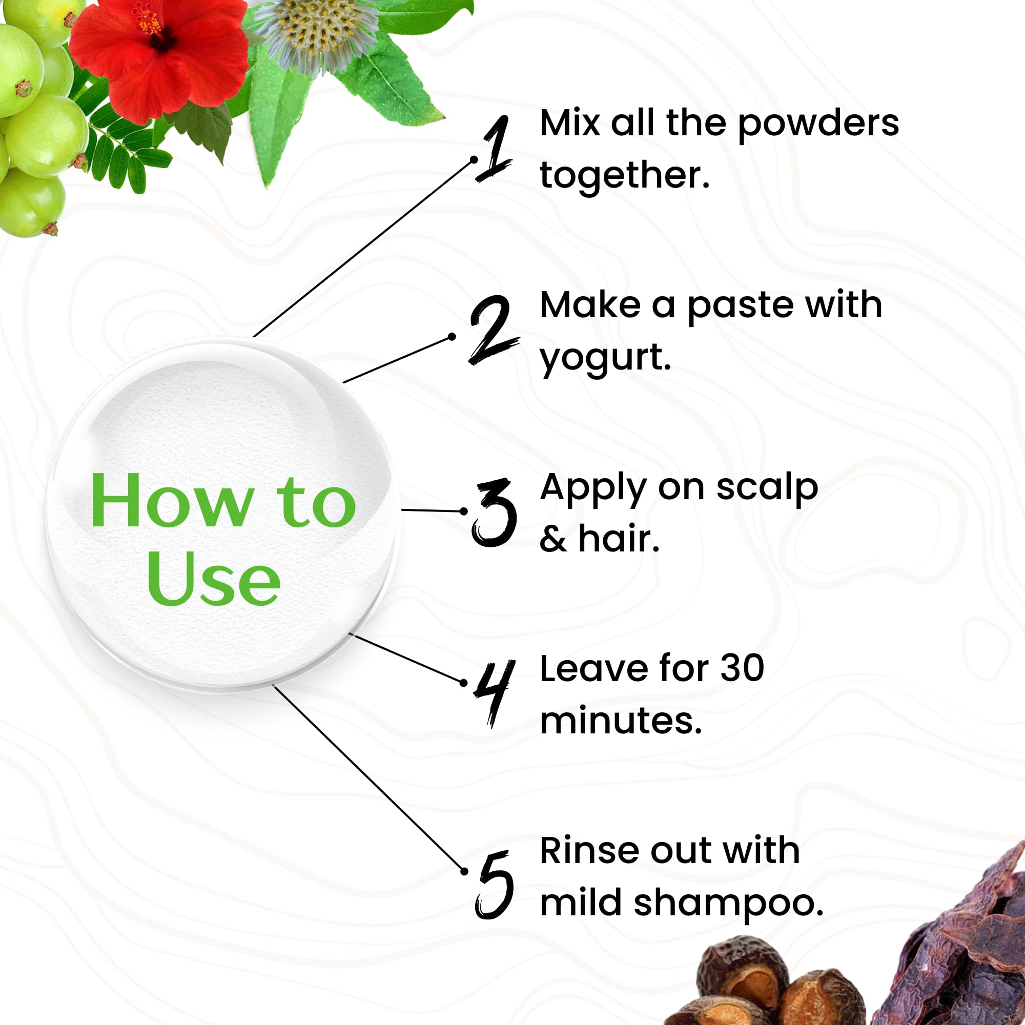 Poudre Havintha amla-reetha-shikakai-hibiscus 07: routine capillaire bio et ayurvedique pour cheveux soyeux.