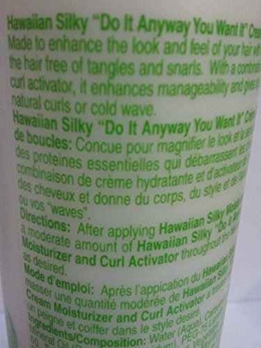 Hawaiian Silky Crème Activateur, texture crémeuse pour hydratation légère et boucles définies.