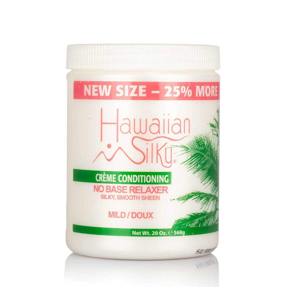 Hawaiian Silky défrisant sans base doux en blanc, facilité d’application.