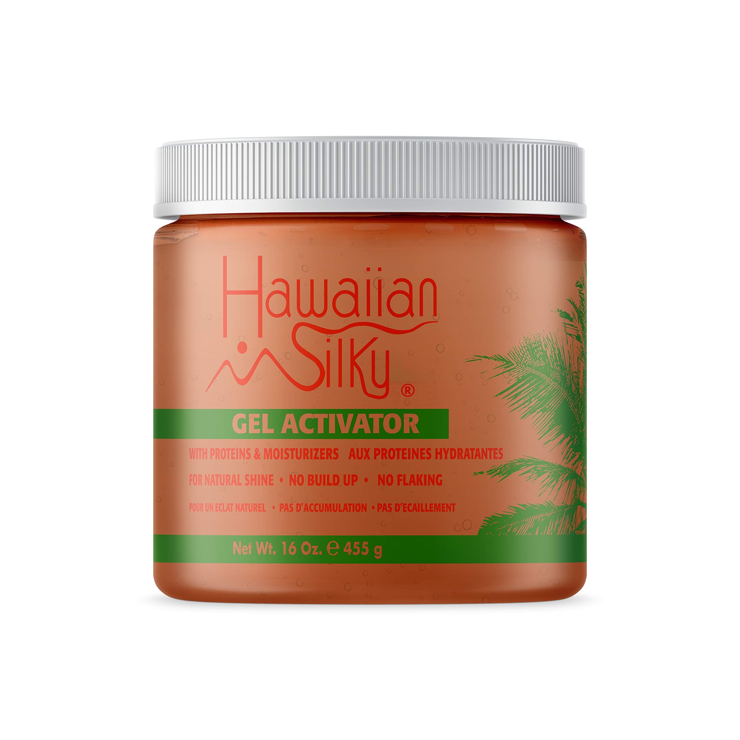Hawaiian Silky Gel Activator, bouteille 16 oz, prête à nourrir les cheveux et faciliter le coiffage.