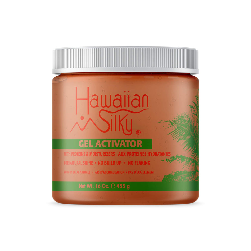 Hawaiian Silky Gel Activator, bouteille 16 oz, prête à nourrir les cheveux et faciliter le coiffage.