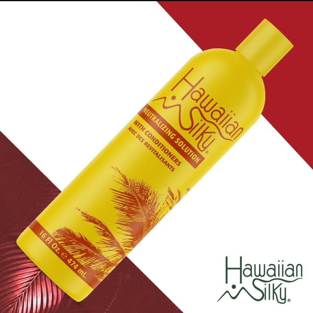 Hawaiian Silky neutralisant jaune étapes application 16 oz favorisent un coiffage maîtrisé