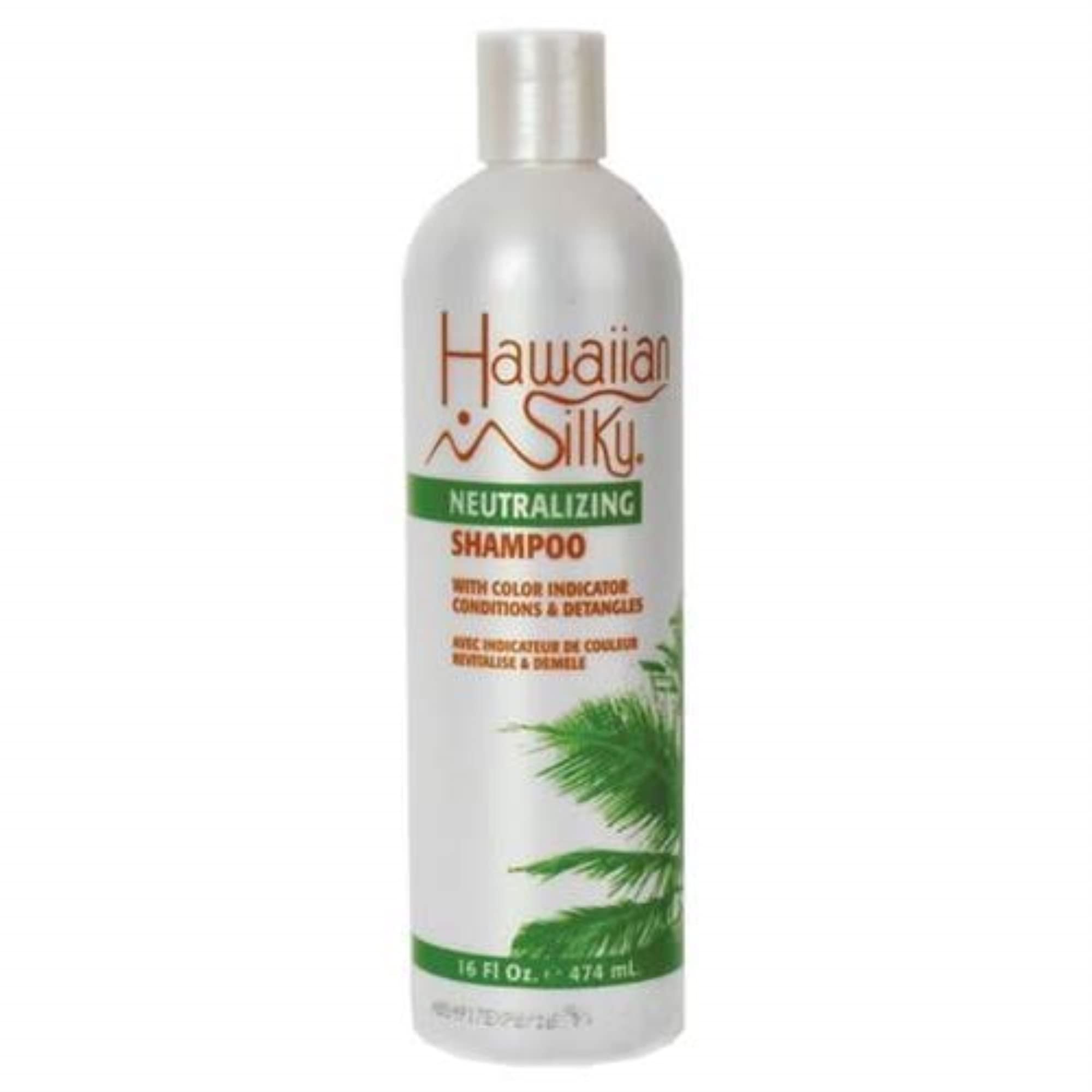 Shampoing neutralisant Hawaiian Silky en bouteille, nettoyage en profondeur du cuir chevelu et des longueurs.