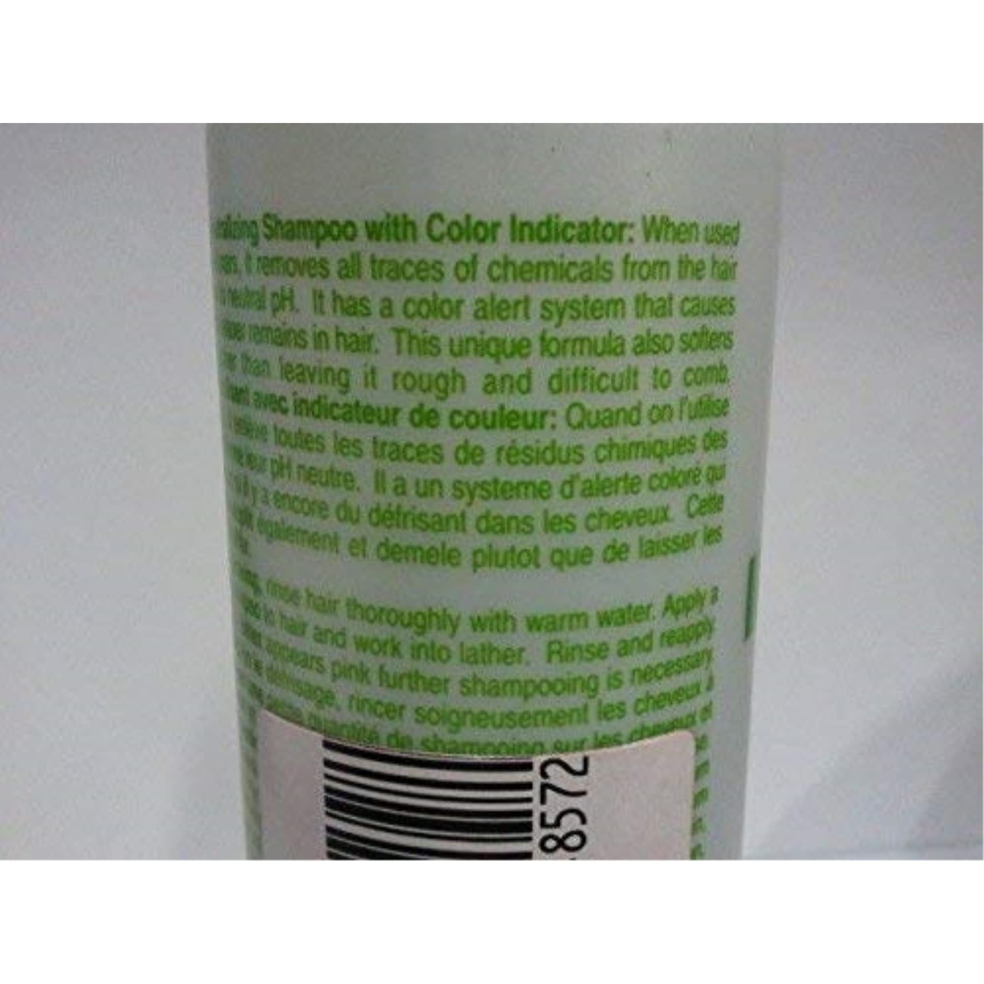 Hawaiian Silky Shampoing avec indicateur rose, signalant les résidus et rinçage précis.