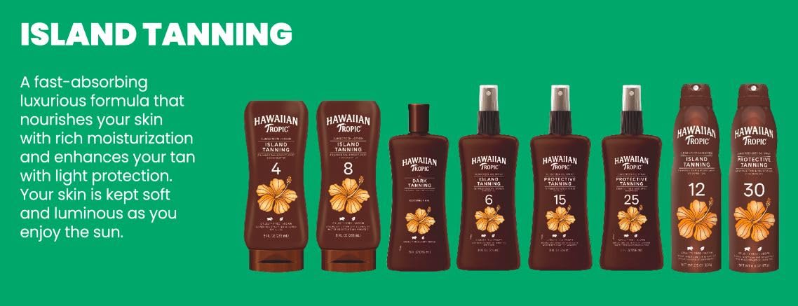 Hawaiian Tropic – bronze doux et teint uniforme après application.