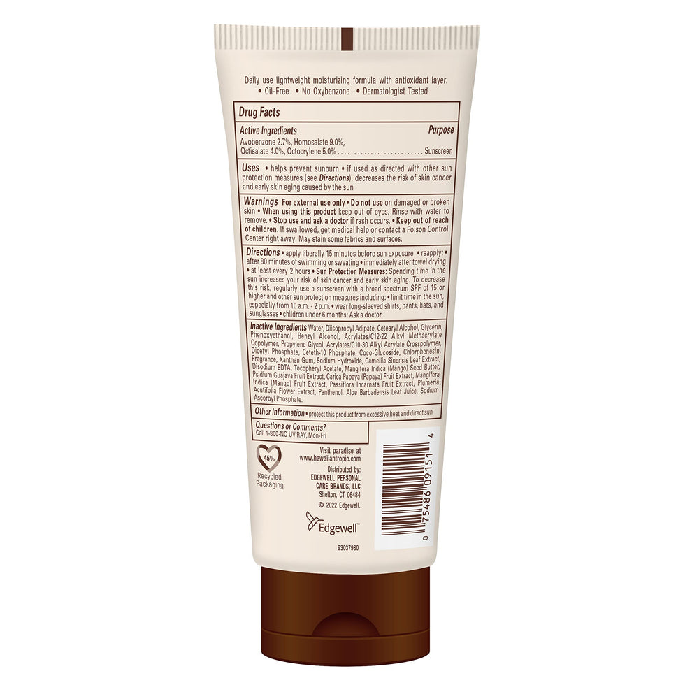 Extrait de thé vert dans Hawaiian Tropic pour une protection antioxydante.
