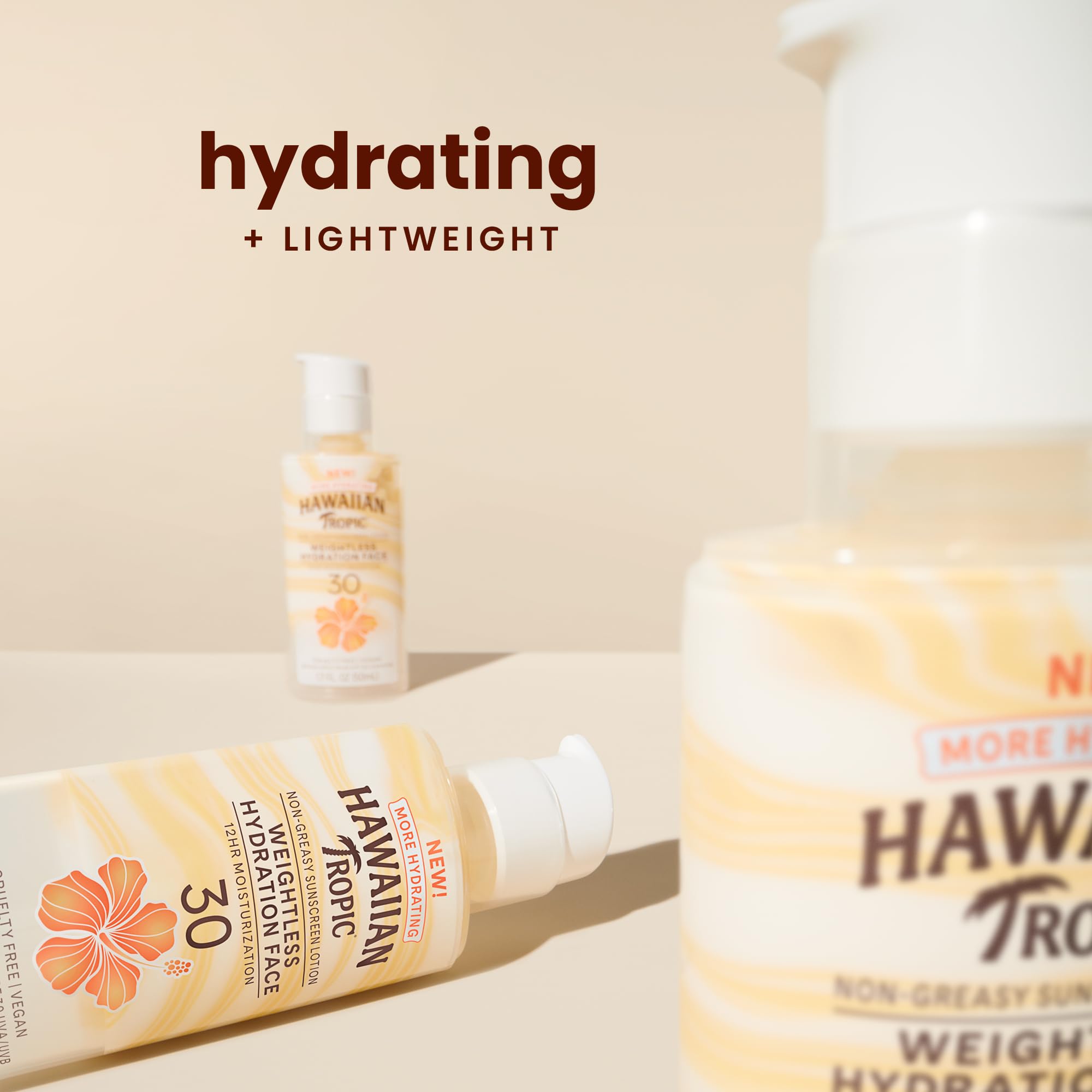 Texture légère Hawaiian Tropic pour le visage SPF30, sensation douce