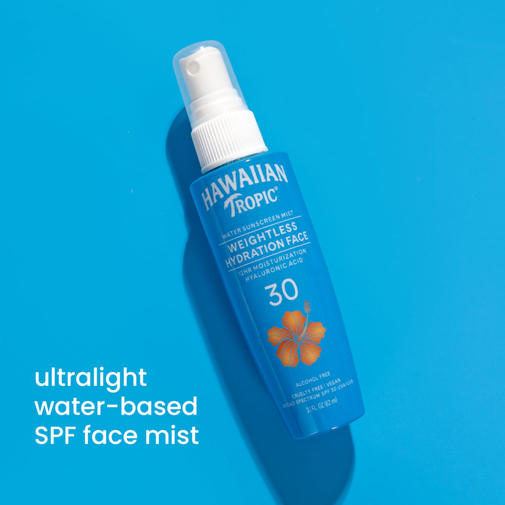 Hawaiian Tropic Water Mist visage : spray non gras pour tous les teints.