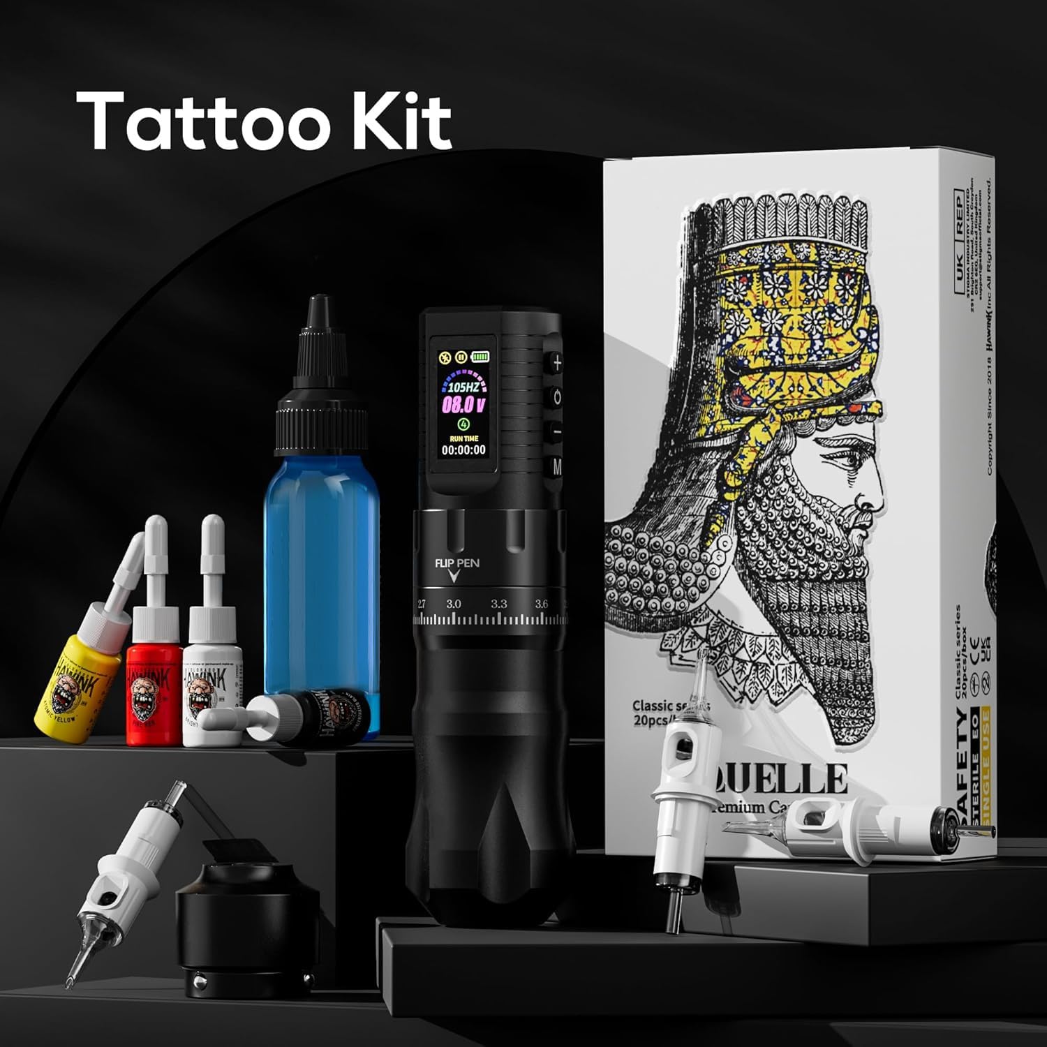 Hawink kit tatouage complet, tout ce qu'il faut pour débutants et pros.