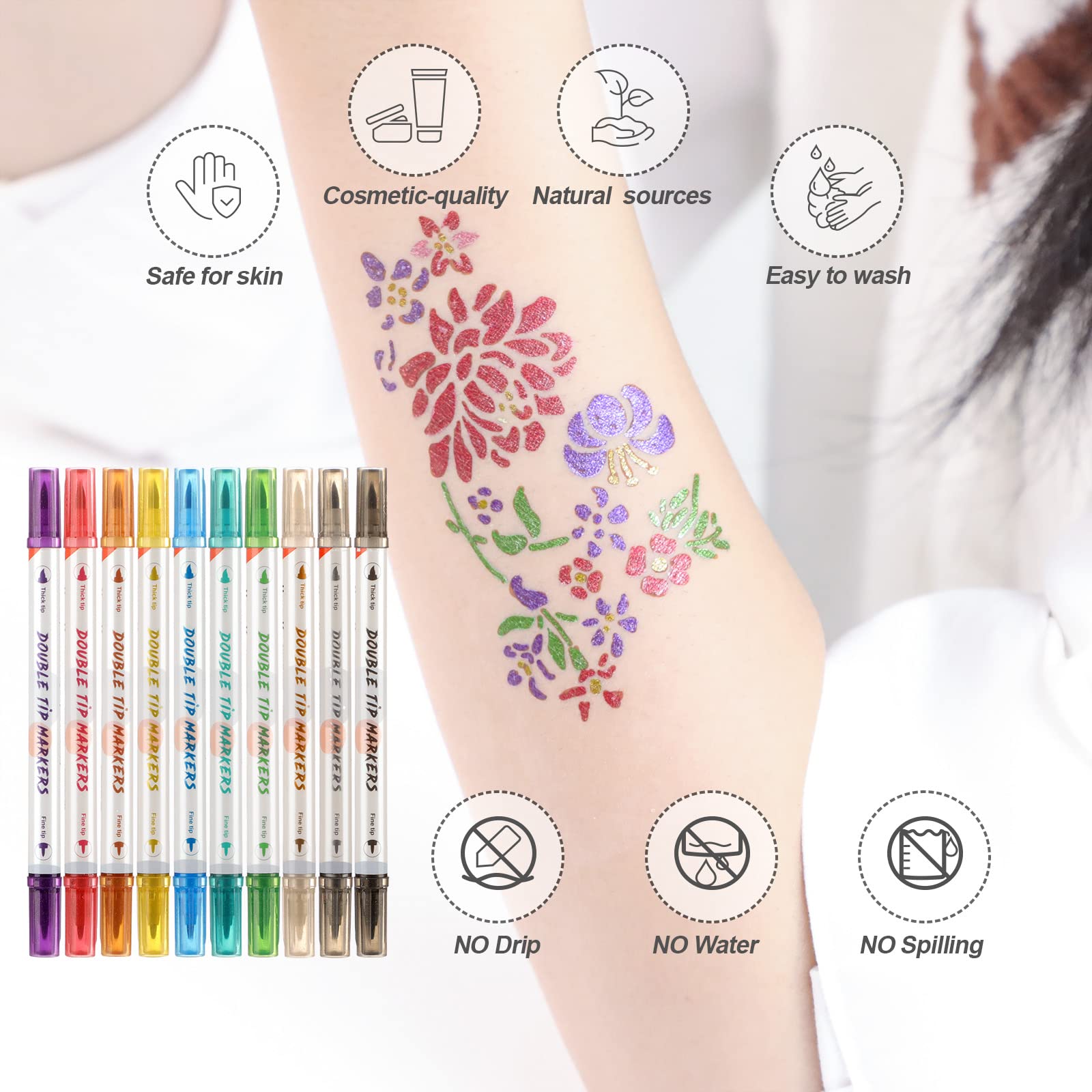 Séchage rapide Hawink, tatouage temporaire prêt à être admiré.