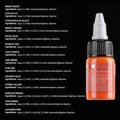 Hawink coffret 14 couleurs, flacons pratiques pour tatouage professionnel