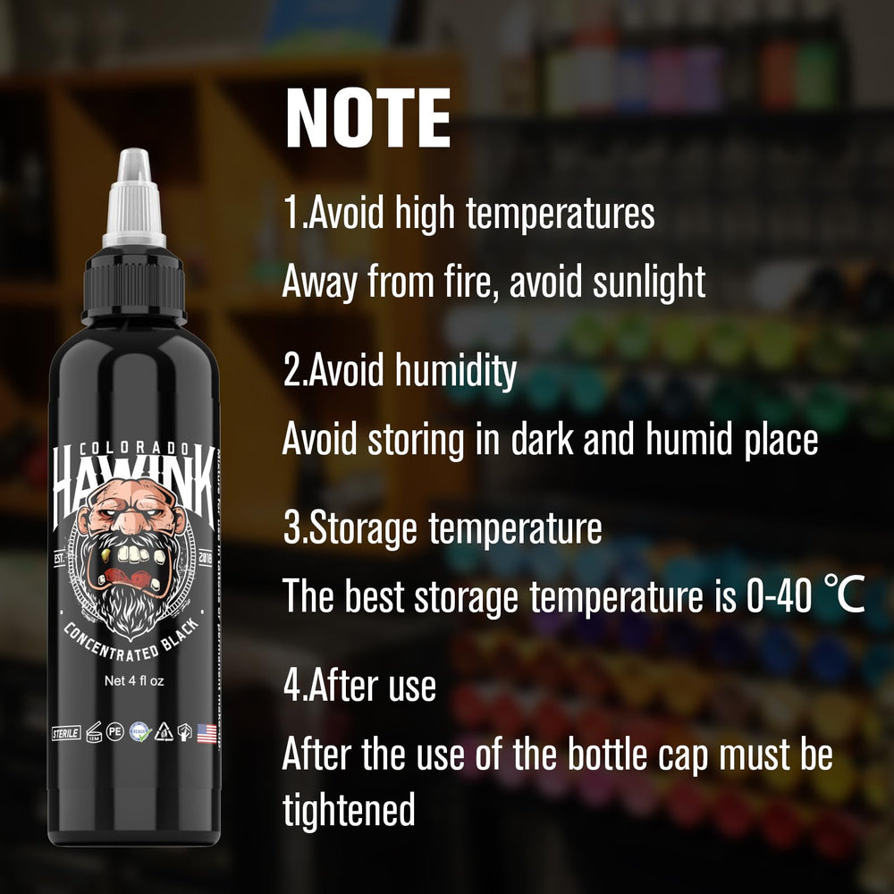 Hawink Tattoo Noir Texture couleur fluide: pigmentation fluide pour une couverture homogene.