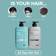 Hawthorne All Day Après-shampoing – flacon élégant, démêlage facile et cheveux adoucis.
