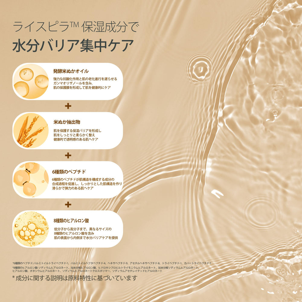 Huile de riz fermentée nourrissante dans RiceFila pour peau douce.