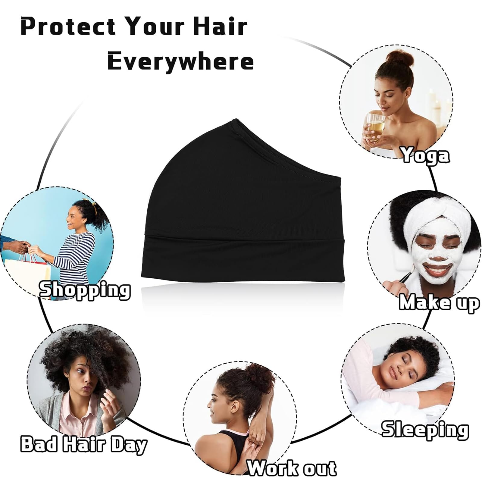 Haysandy capuchon-dreadlocks nylon: capuche pratique pour dormir sans serrer.
