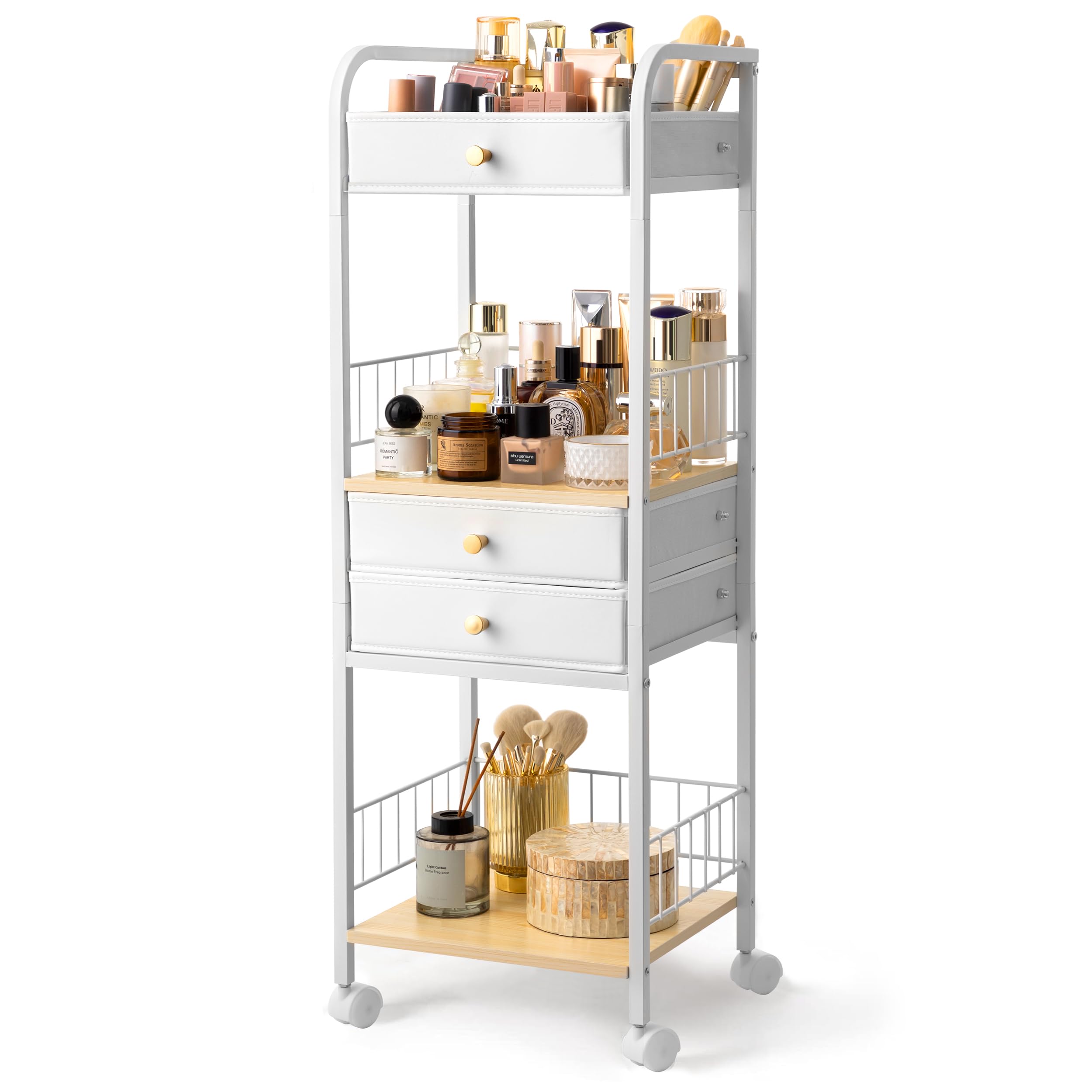 HBlife chariot maquillage sur roulettes, déplacement facile du poste beauté.