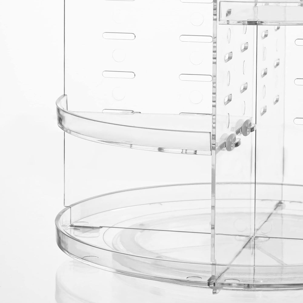 Rangement accessoires beauté près du miroir pour le rituel matinal.