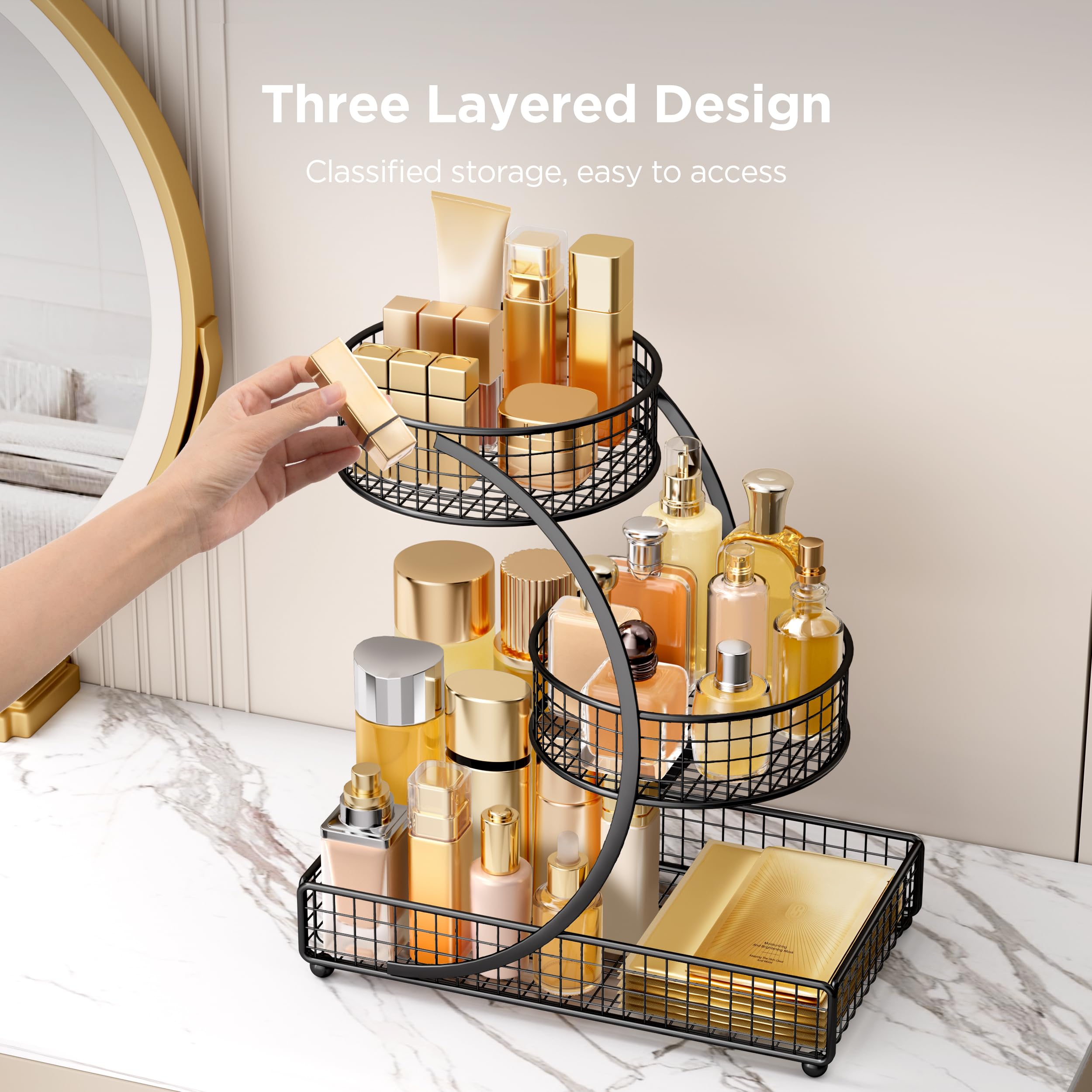 HBlife Rangement parfums et cosmétiques sur plan de toilette élégant et fonctionnel