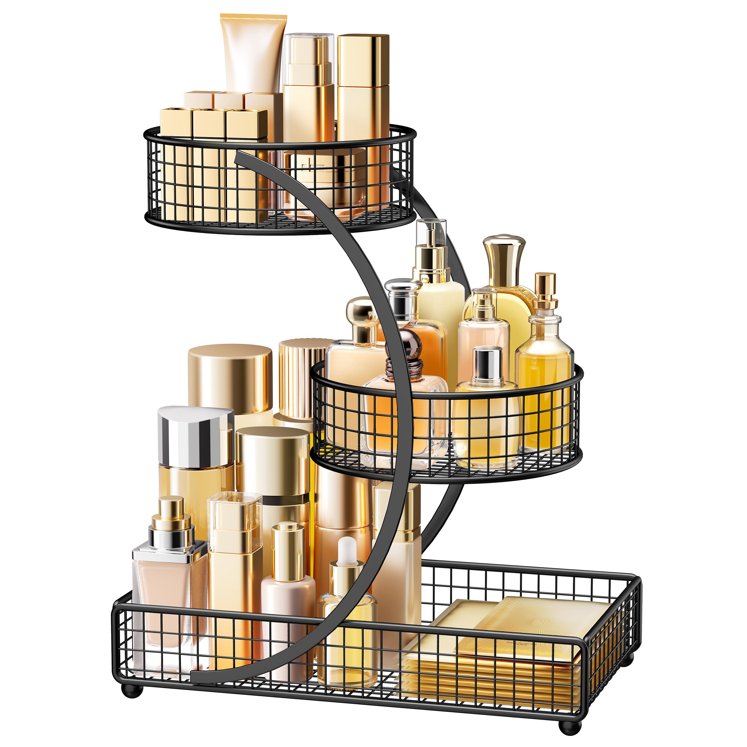 HBlife Organisateur maquillage 3 niveaux sur vanity, accès rapide et rangement pratique