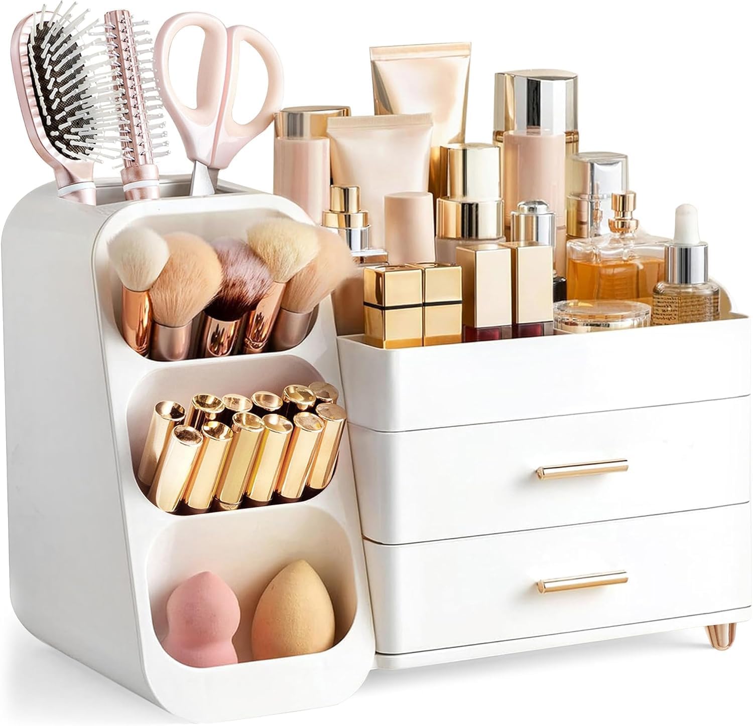 HBlife Organisateur Maquillage Grande Capacité pour Vanity, rangement clair.