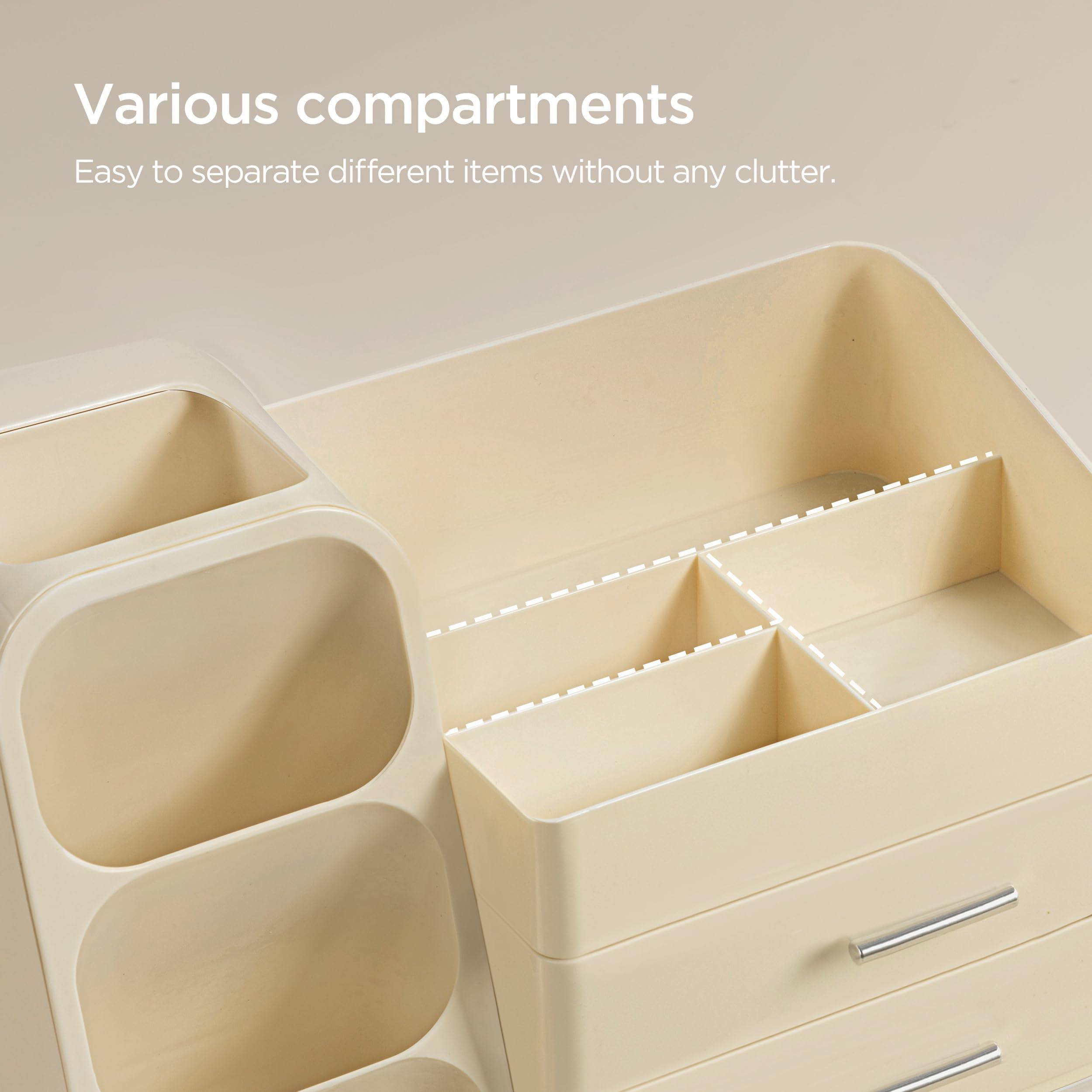 HBlife Organisateur Maquillage – grands compartiments pour palettes et bouteilles.