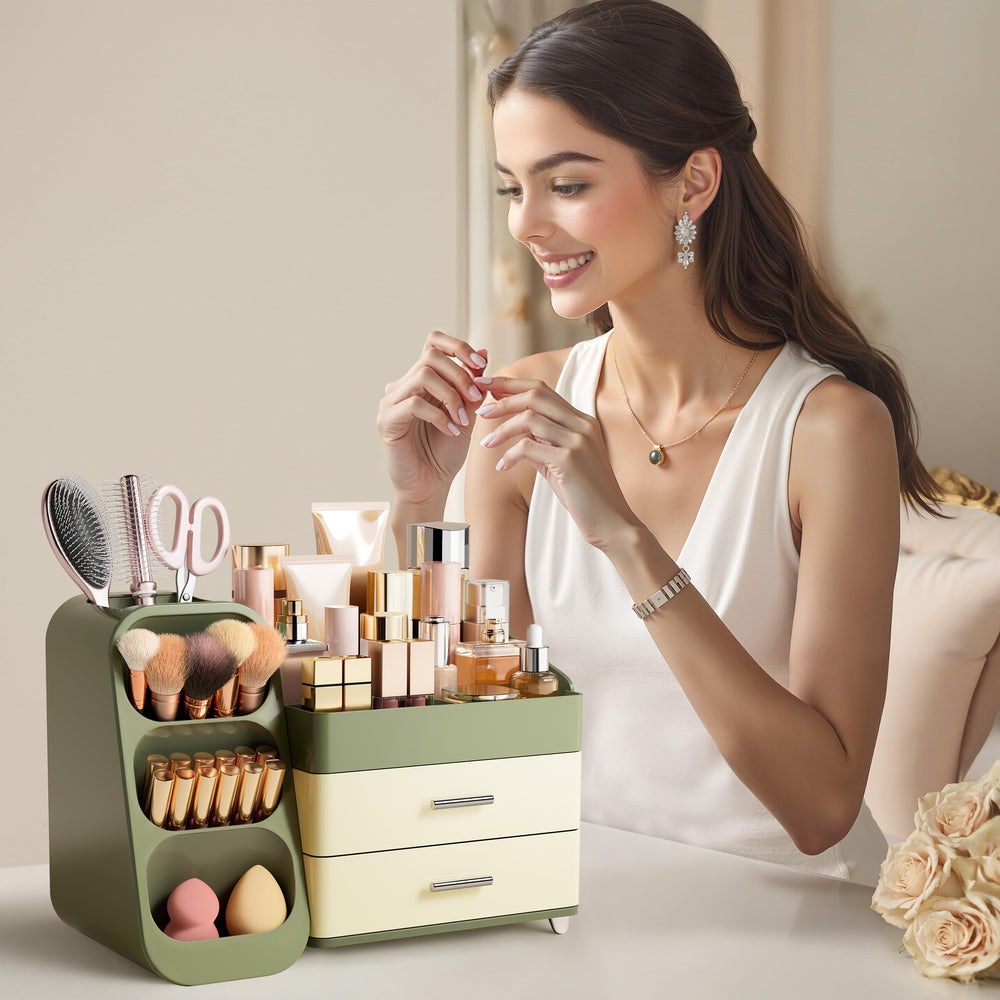 HBlife Organisateur Maquillage Mix Vert pour un rangement clair.
