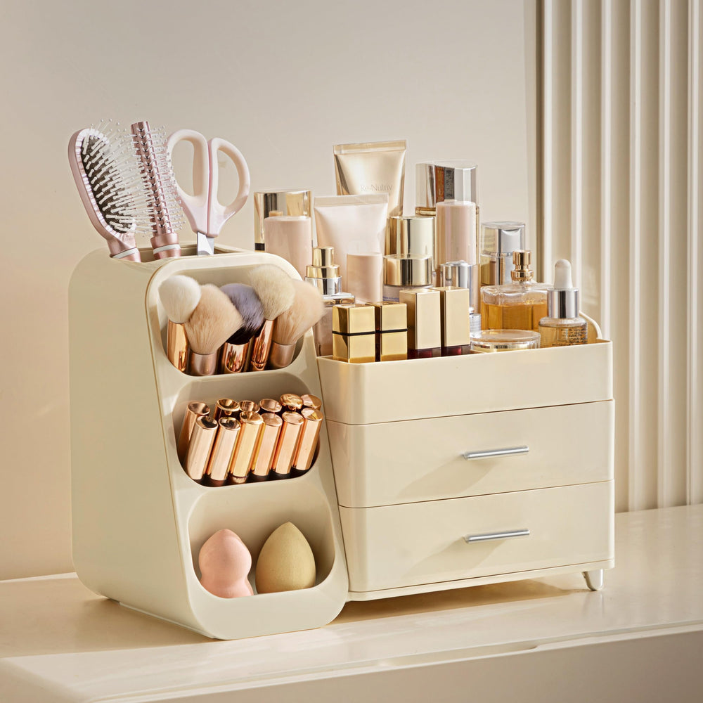 HBlife Organisateur Maquillage – palettes, vernis et parfums rangés proprement.