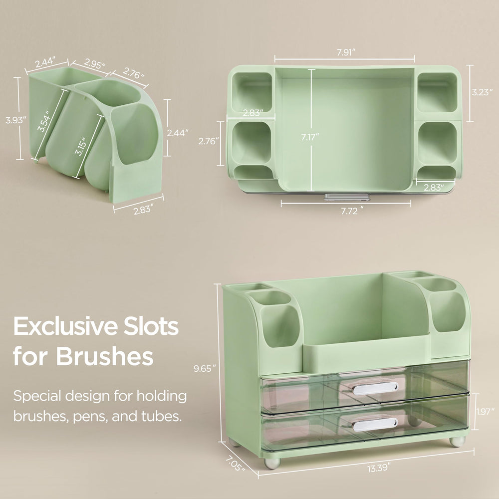 Rangements latéraux HBlife pour brosses et tubes, accès rapide.