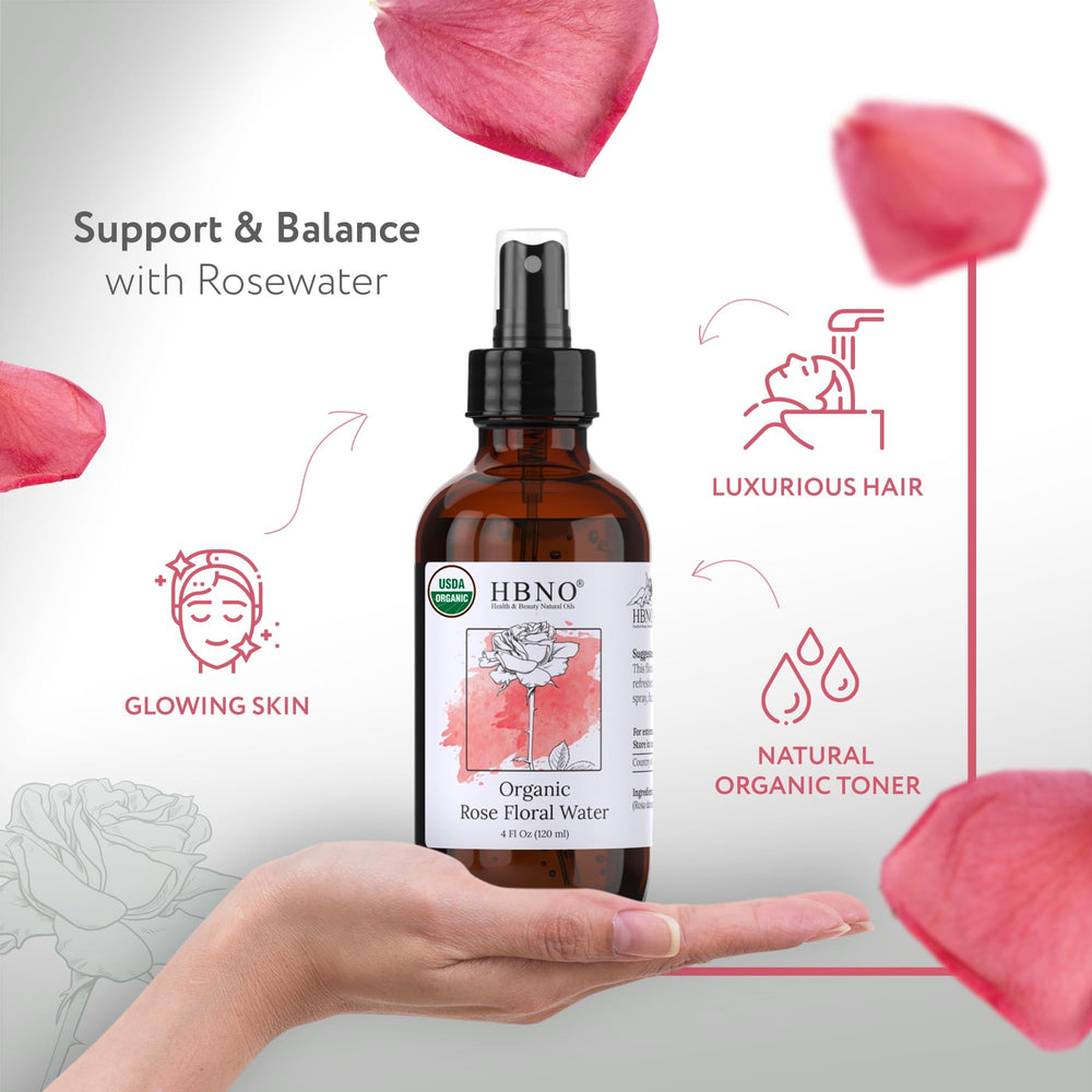 HBNO eau de rose bio brume visage — arôme floral rafraîchit la peau.