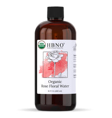 HBNO rose water bottle front view, ideal as a refreshing facial mist.