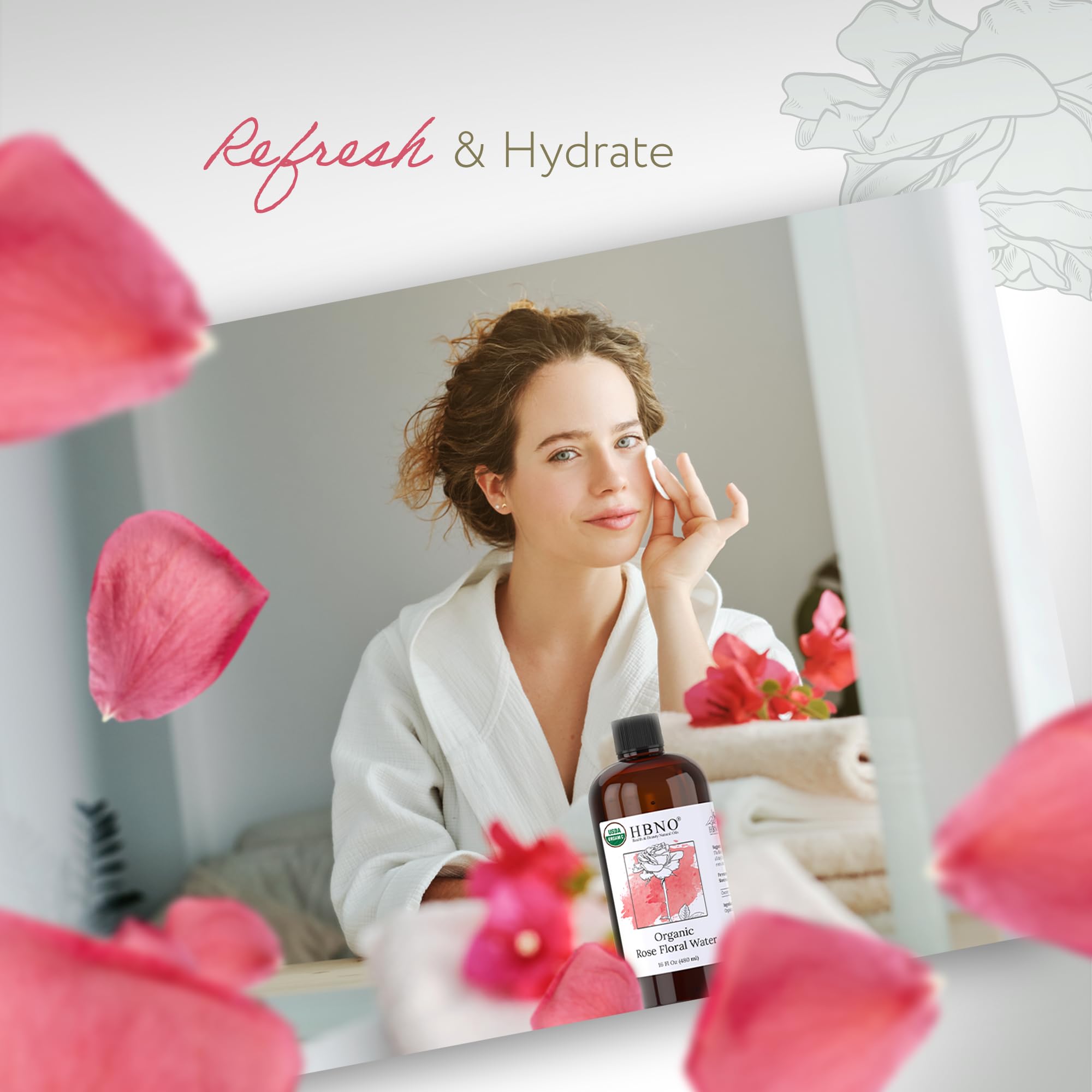 HBNO rose water bottling in USA, supporting local production.