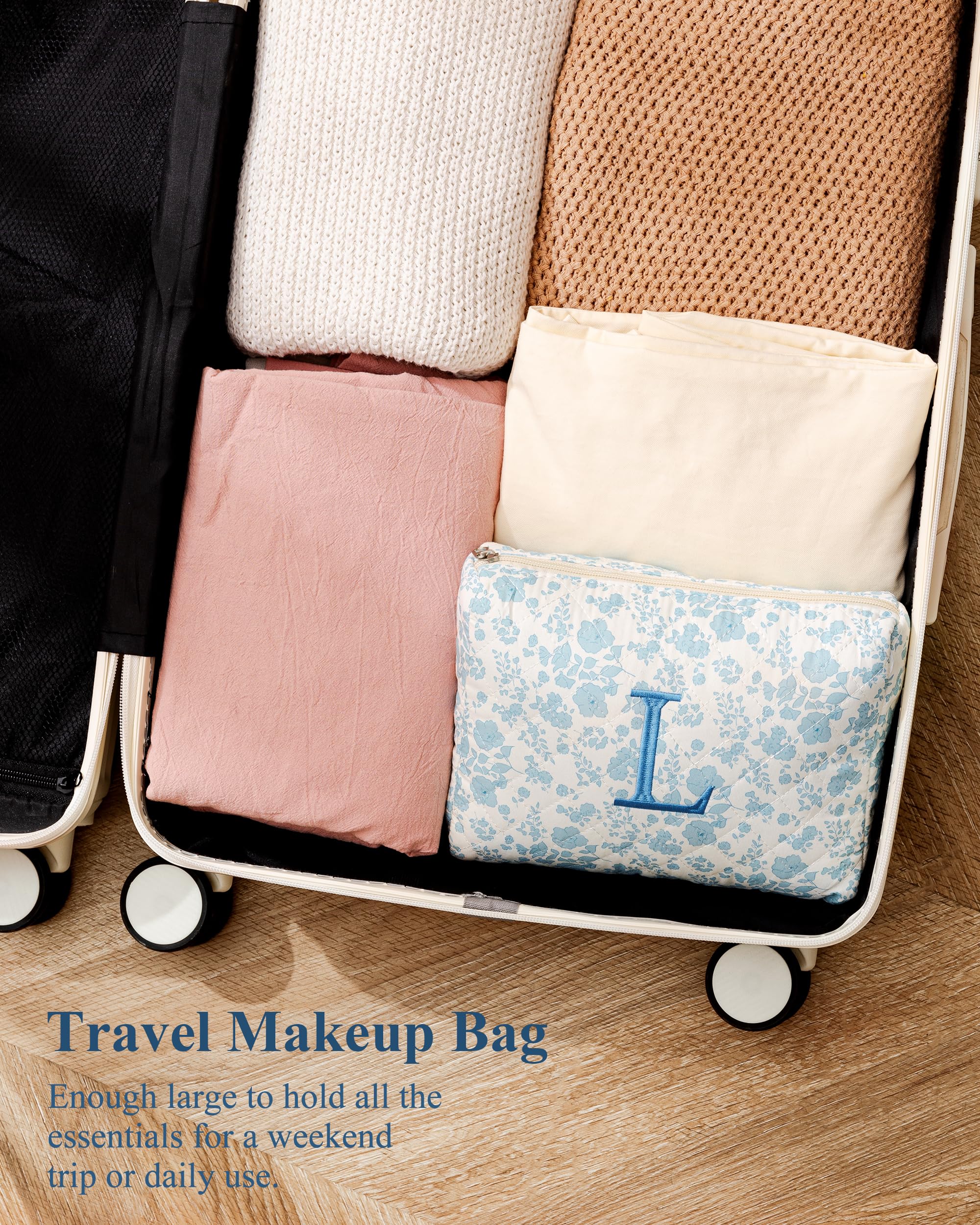 HBselect sac maquillage quilté coton design doux, toucher agreable lors du voyage.
