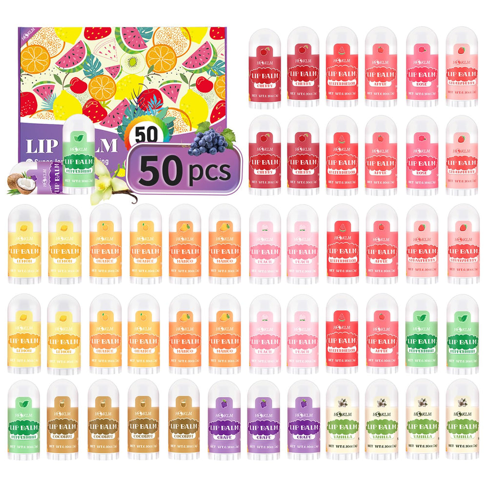 HCKLM baume lèvres mini 50-pack: variété de saveurs, pratique pour des cadeaux.