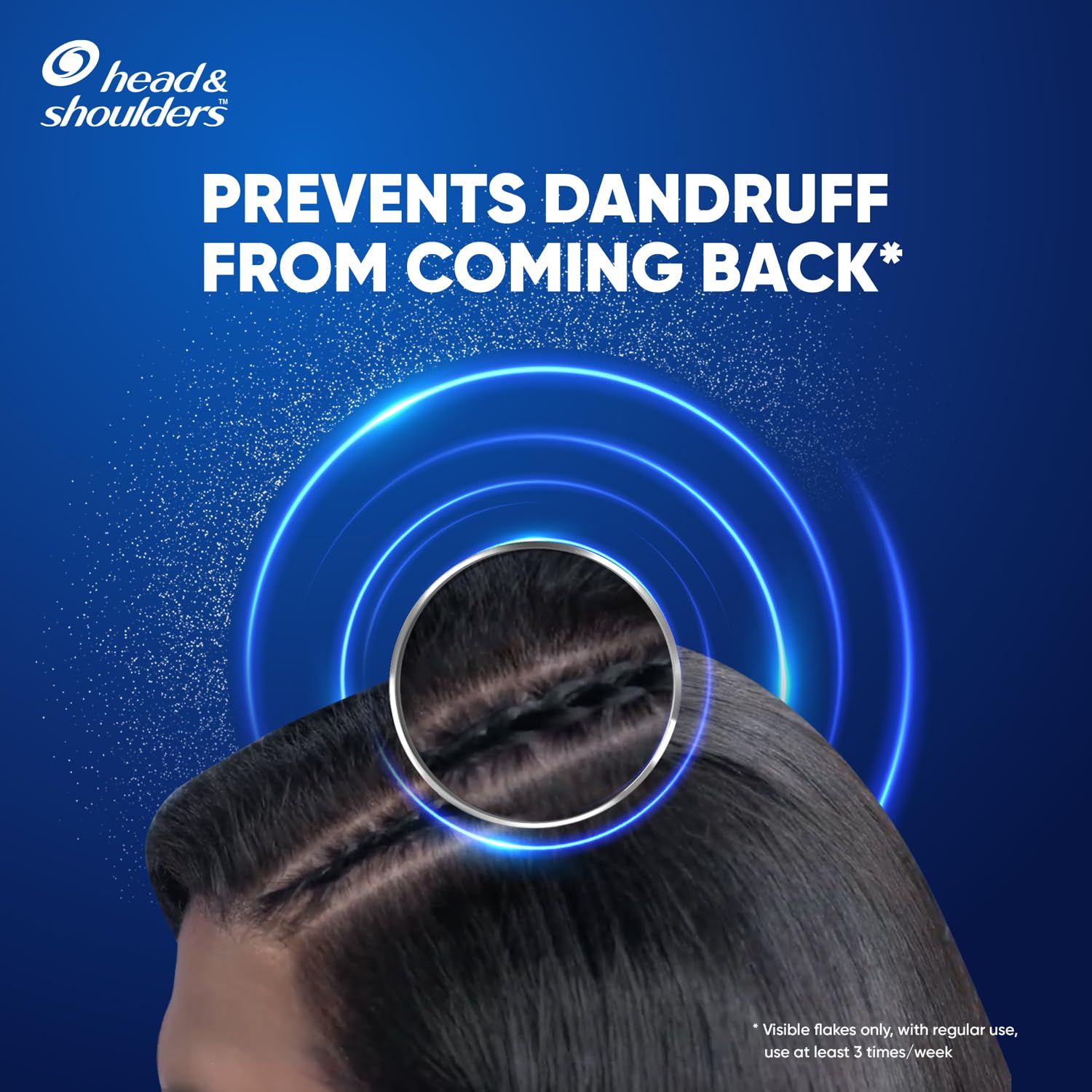 Head & Shoulders menthol frais sur la bouteille, sensation de fraîcheur lors du lavage.