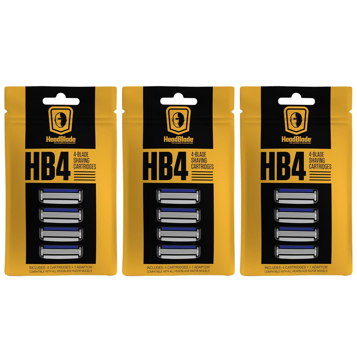HeadBlade HB4 – lames en acier inoxydable pour rasage fluide et précis.