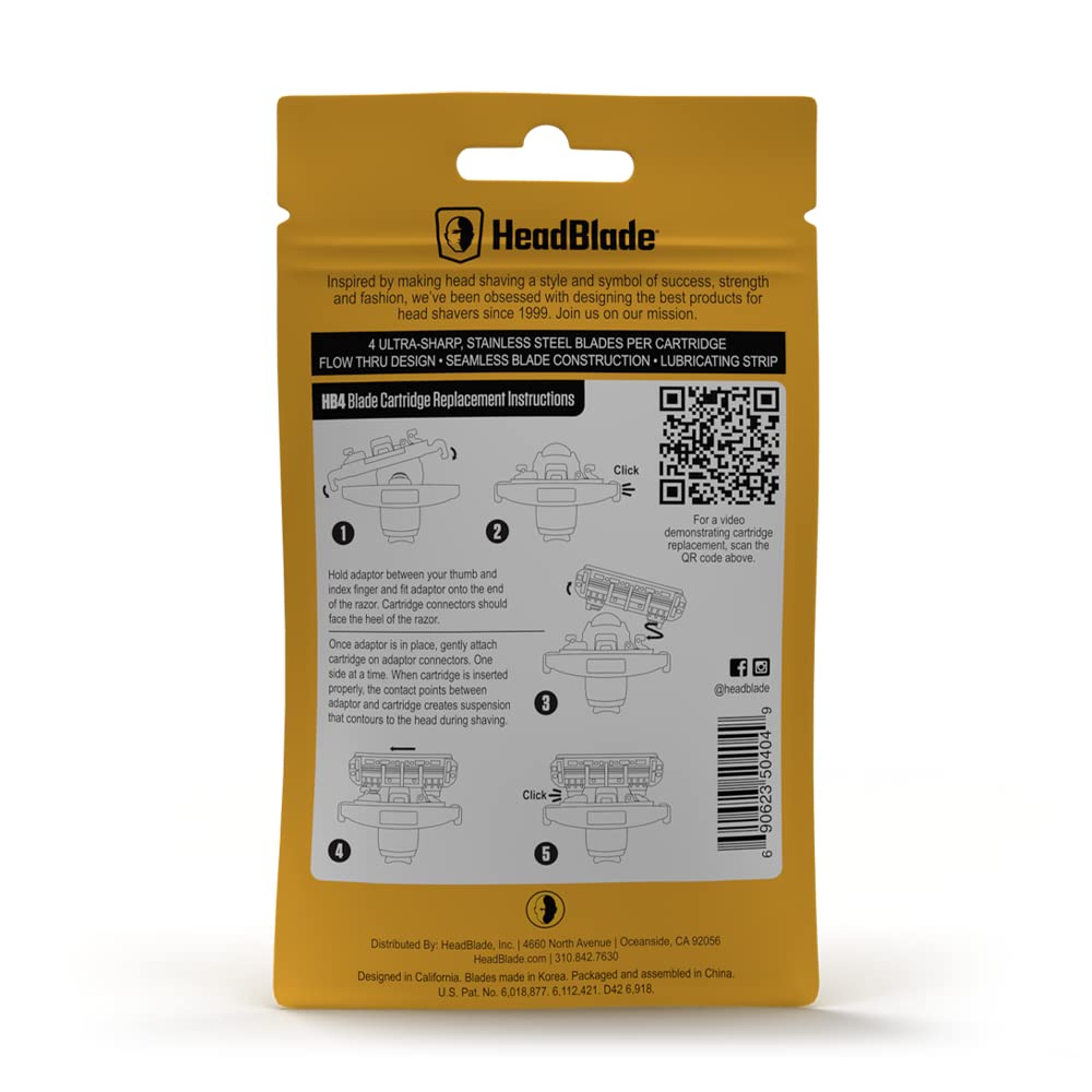 HeadBlade HB4 – manche compatible et cartouches faciles à changer.
