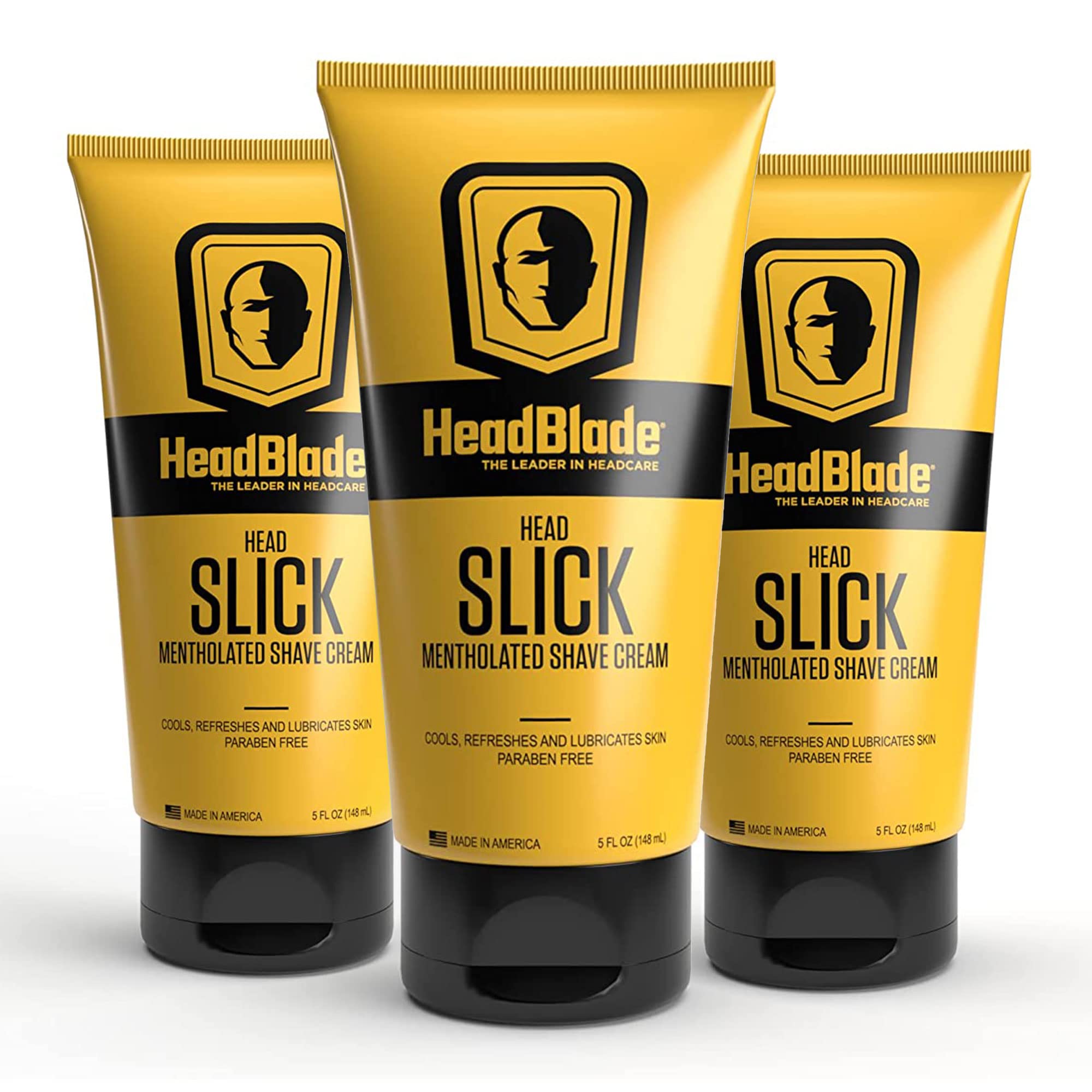 HeadBlade HeadSlick crème mentholée prête au rasage du crâne.