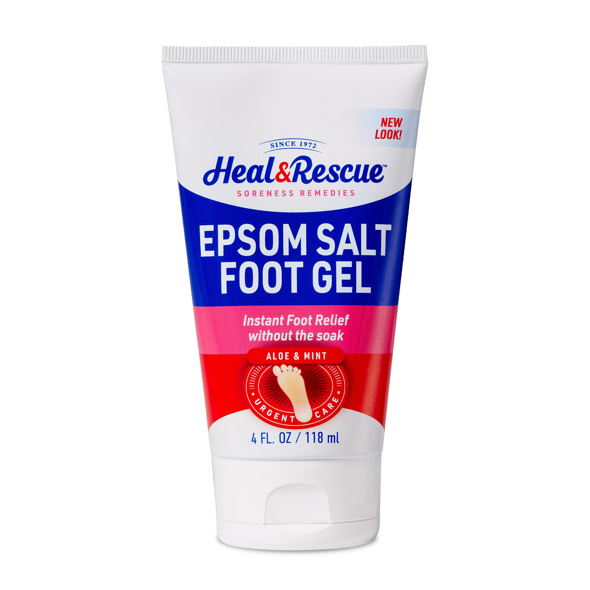 Gel Heal&Rescue au sel d’Epsom dans le flacon pour soulagement ciblé.